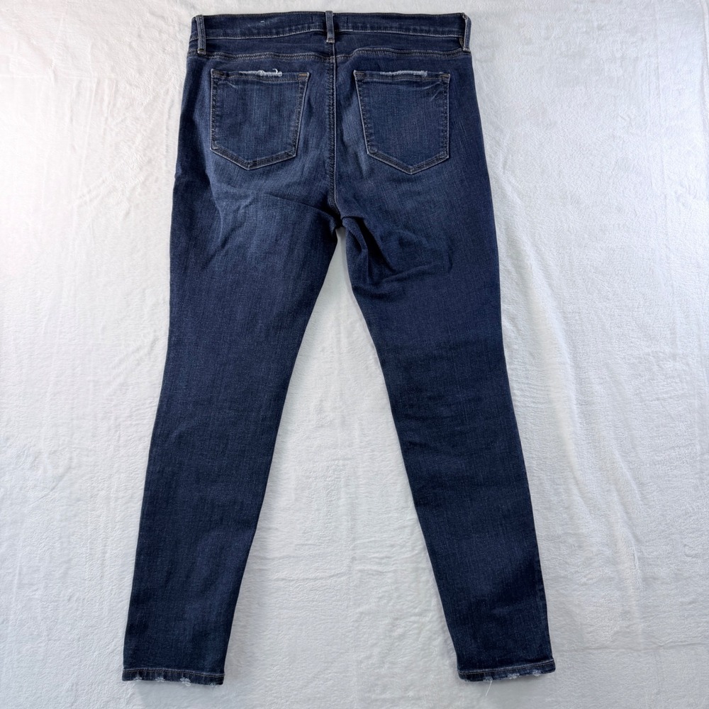 LOFT Modern Skinny Jeans Blue Dark Wash Distressed Denim 30/10 Petite - Picture 2 of 11